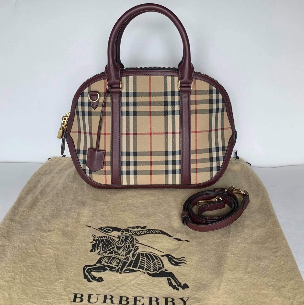 Burberry Beige/Brown Haymarket Check Nylon and Lea